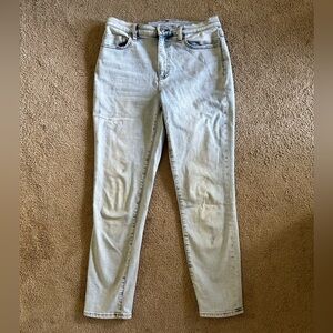 Lands’ End stretch high-rise jeans, light wash, 8